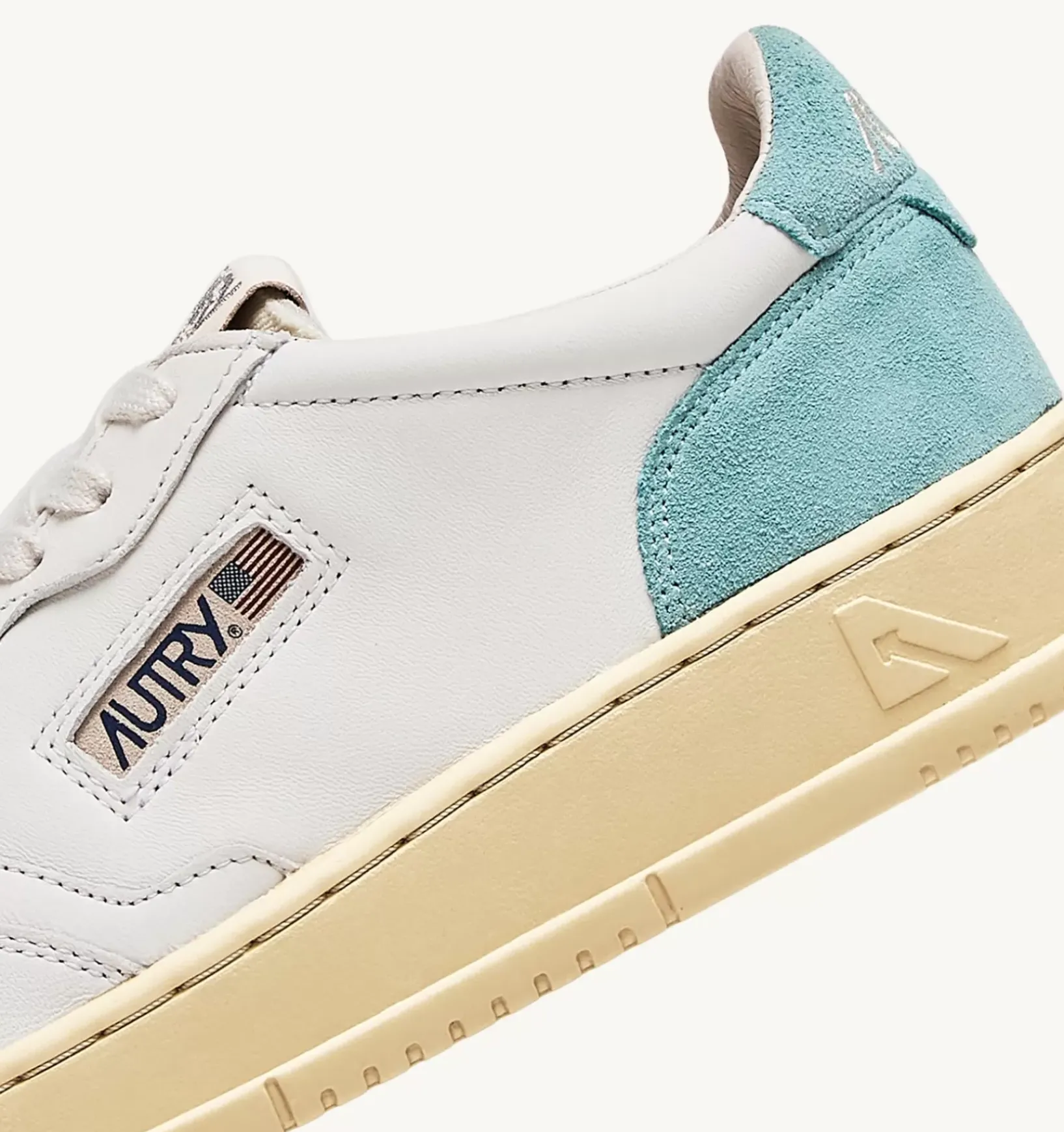 Sneakers Medalist Low In Suede E Pelle Bianco E Turquoise