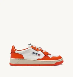 Sneakers Medalist Low In Pelle Bicolore Bianco E Tangerine