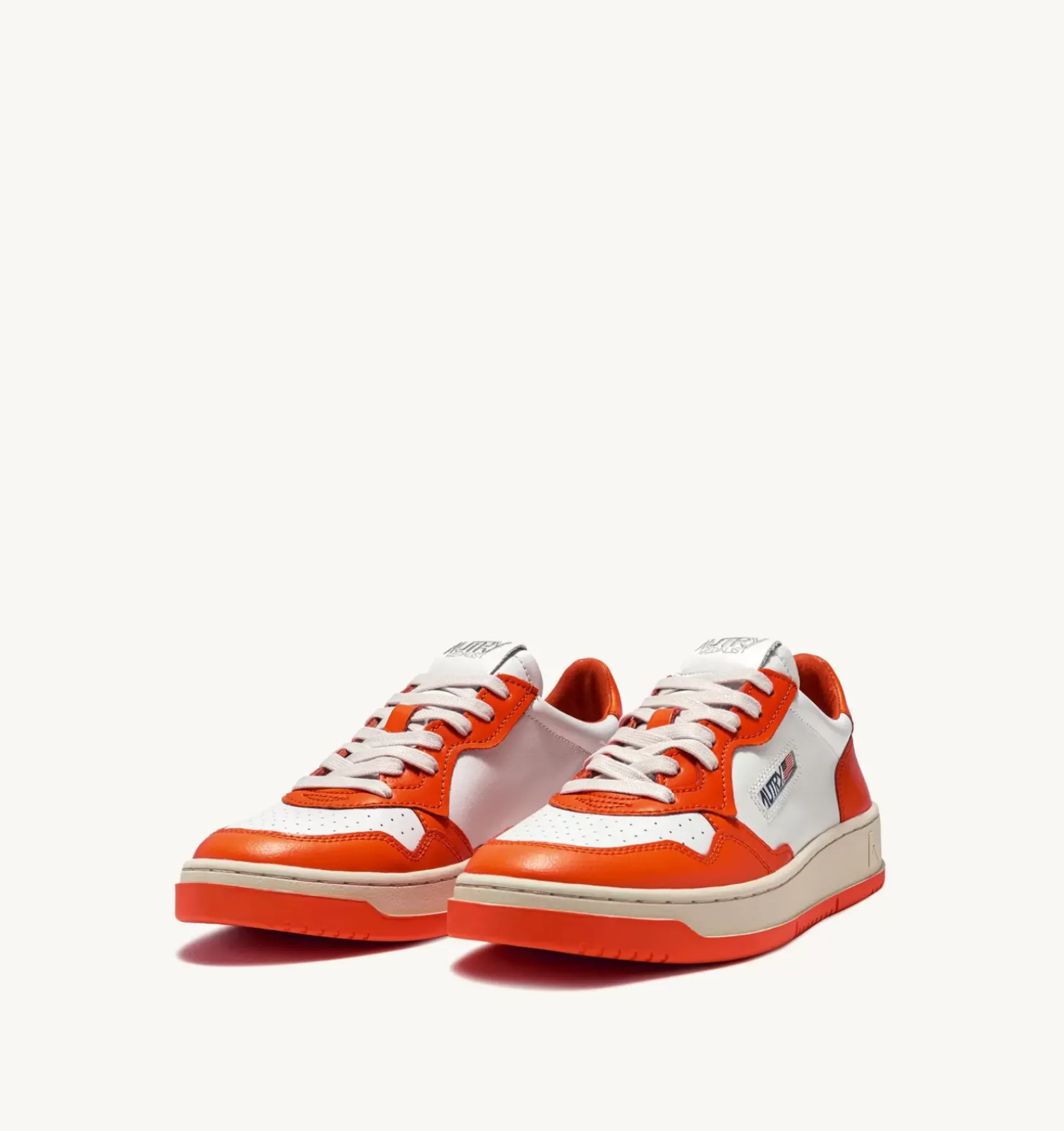 Sneakers Medalist Low In Pelle Bicolore Bianco E Tangerine
