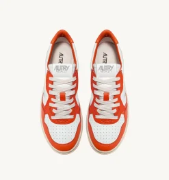 Sneakers Medalist Low In Pelle Bicolore Bianco E Tangerine