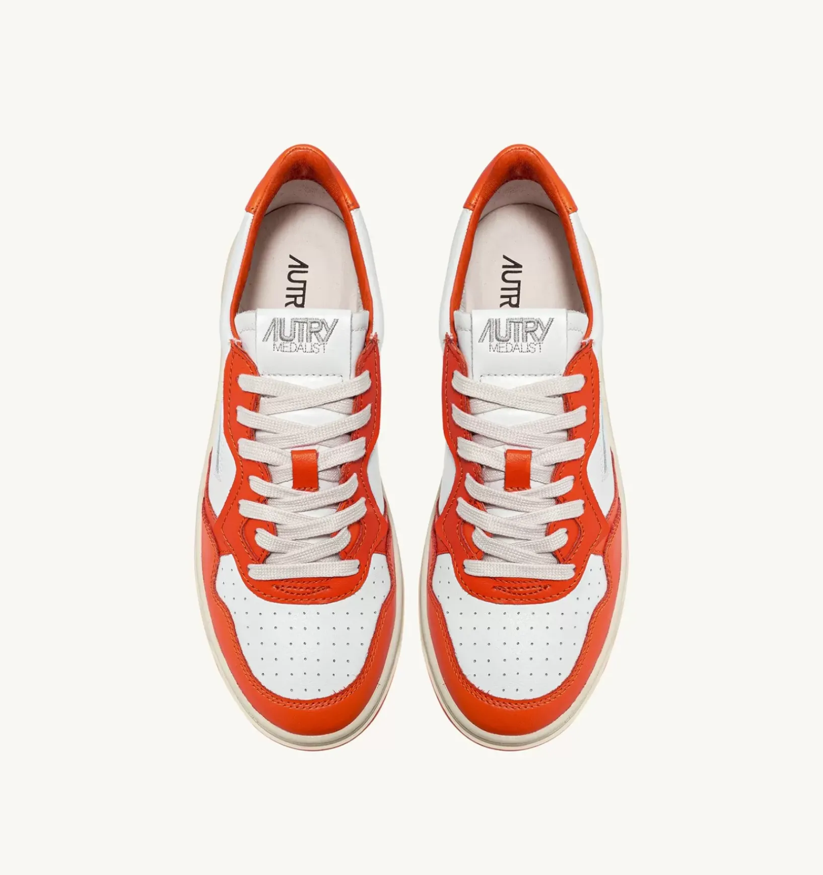 Sneakers Medalist Low In Pelle Bicolore Bianco E Tangerine