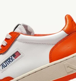 Sneakers Medalist Low In Pelle Bicolore Bianco E Tangerine