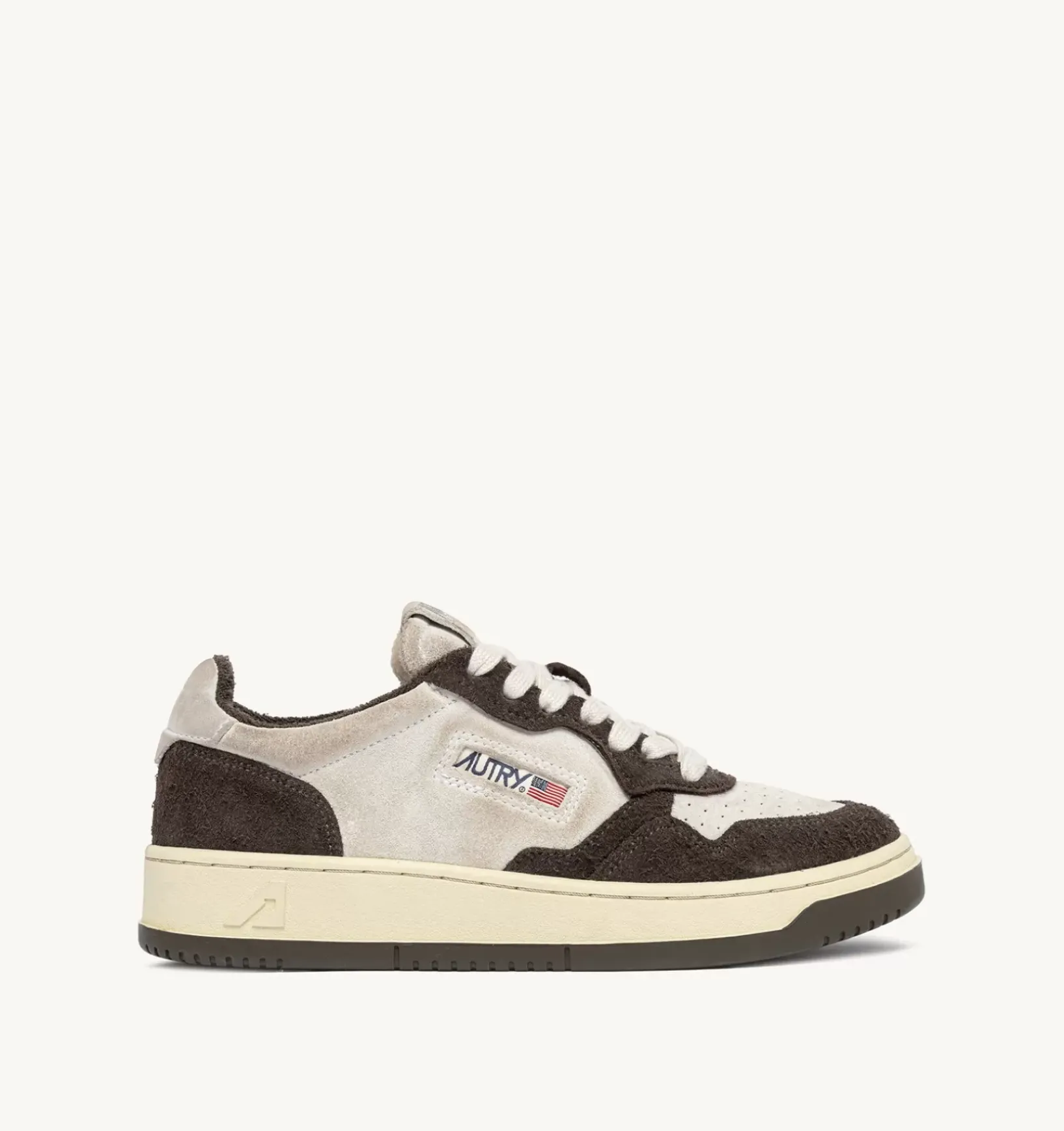 Sneakers Medalist Low In Suede Bianco E Suede Effetto Hair Marrone