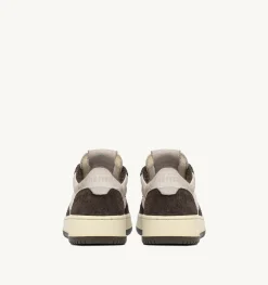 Sneakers Medalist Low In Suede Bianco E Suede Effetto Hair Marrone