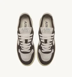 Sneakers Medalist Low In Suede Bianco E Suede Effetto Hair Marrone
