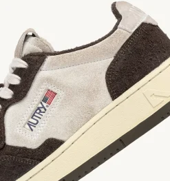 Sneakers Medalist Low In Suede Bianco E Suede Effetto Hair Marrone