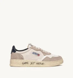 Sneakers Medalist Low In Pelle E Suede Bianco E Blu