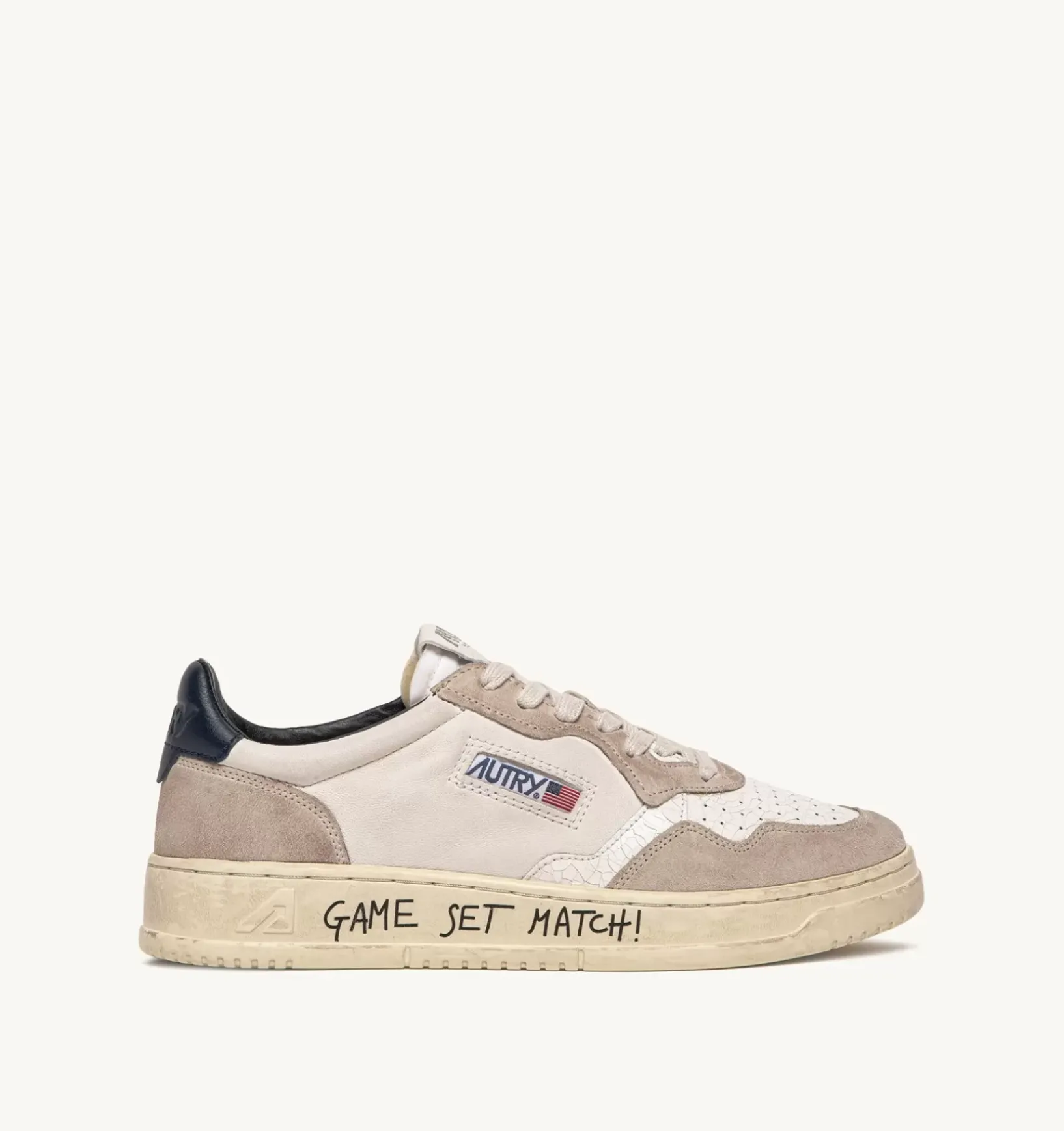 Sneakers Medalist Low In Pelle E Suede Bianco E Blu