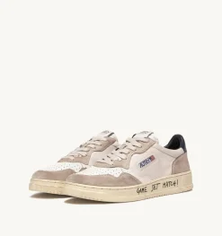 Sneakers Medalist Low In Pelle E Suede Bianco E Blu