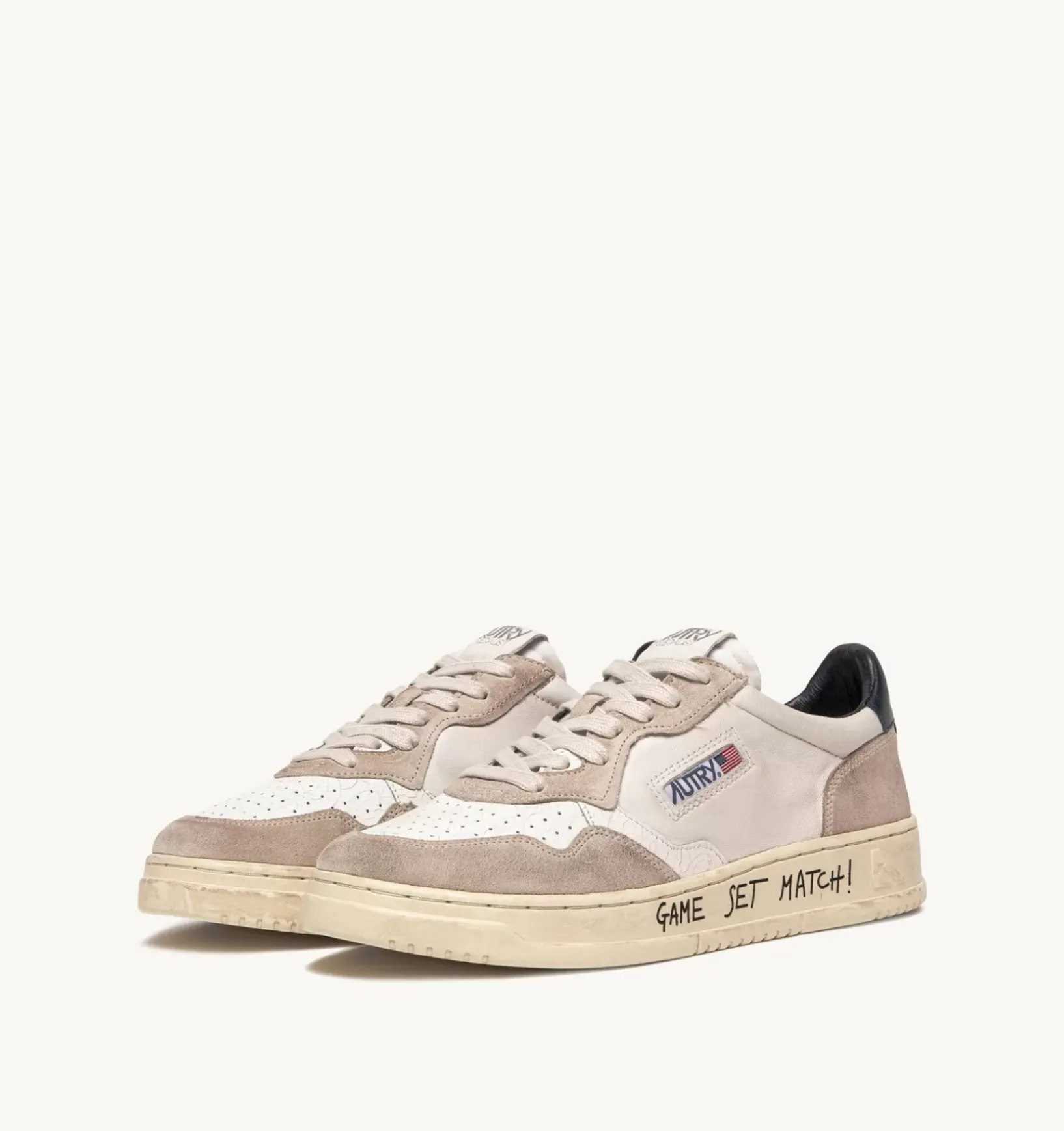 Sneakers Medalist Low In Pelle E Suede Bianco E Blu