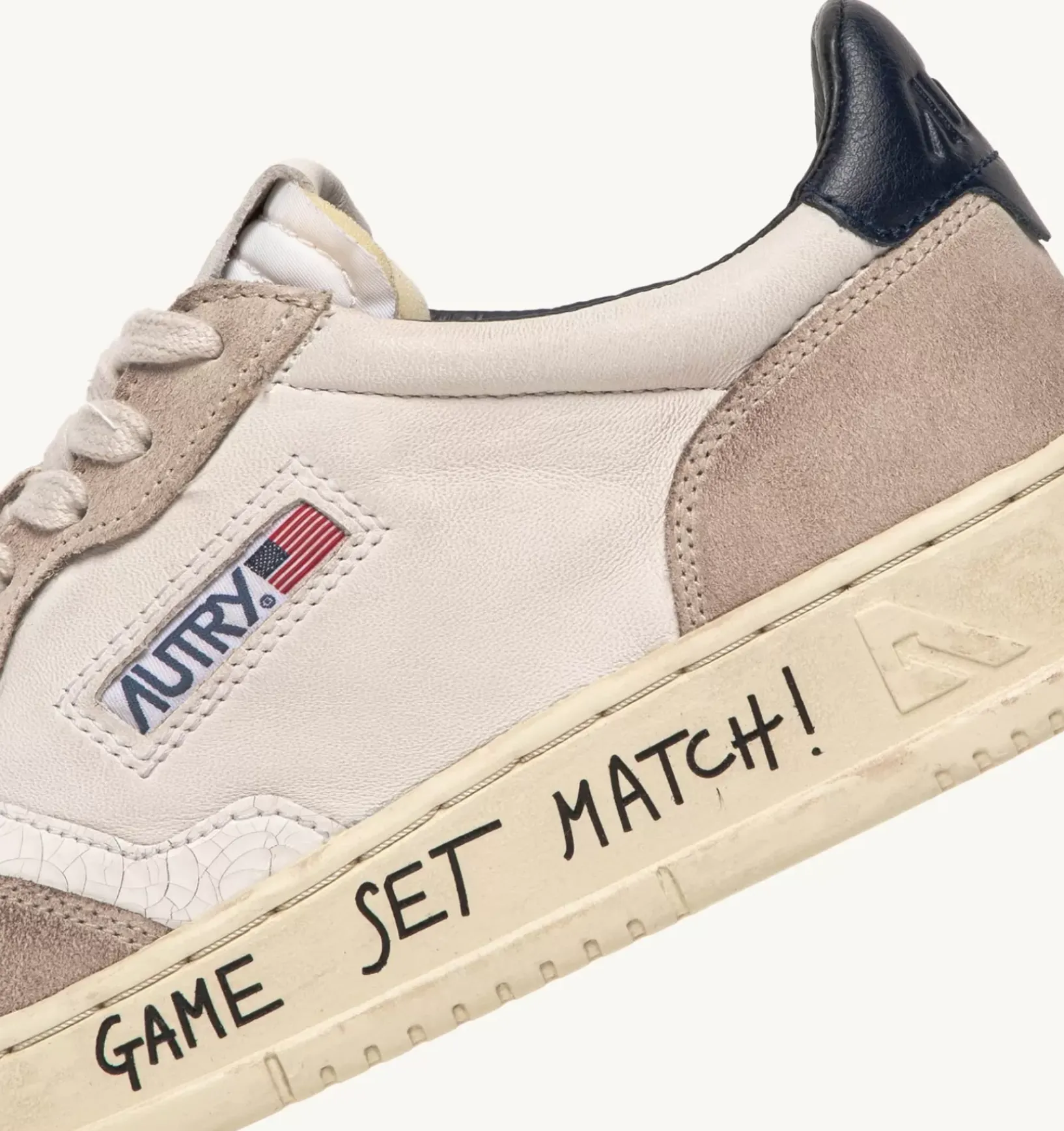 Sneakers Medalist Low In Pelle E Suede Bianco E Blu