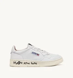 Sneakers Medalist Low In Pelle Bianca E Draw Action Print