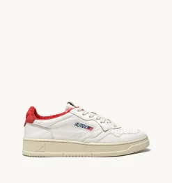 Sneakers Medalist Low In Pelle Di Capra E Spugna Bianco Rosso