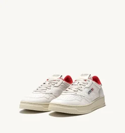 Sneakers Medalist Low In Pelle Di Capra E Spugna Bianco Rosso