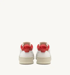 Sneakers Medalist Low In Pelle Di Capra E Spugna Bianco Rosso