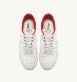 Sneakers Medalist Low In Pelle Di Capra E Spugna Bianco Rosso