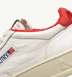 Sneakers Medalist Low In Pelle Di Capra E Spugna Bianco Rosso