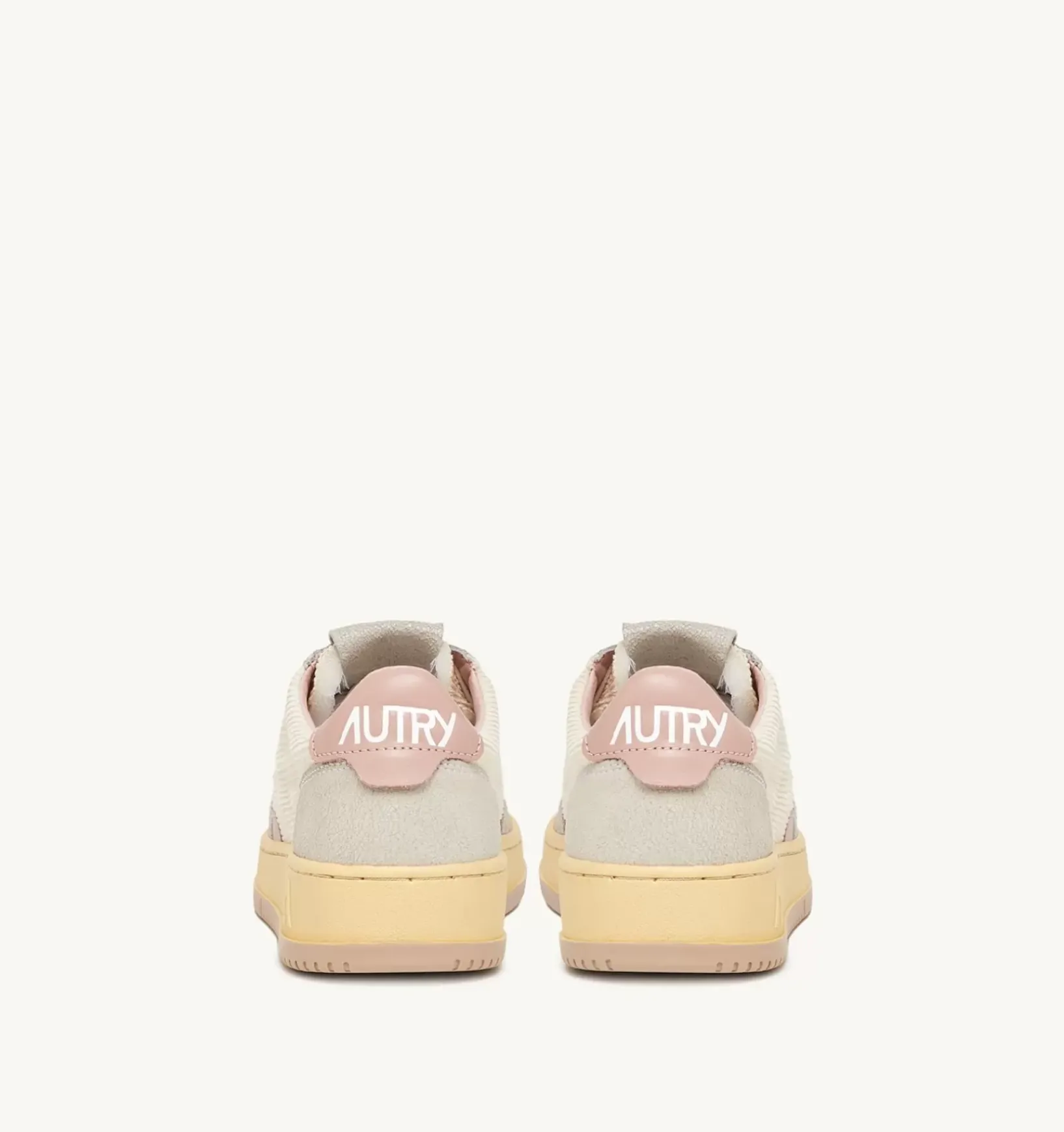 Sneakers Medalist Low In Velluto A Costine Avorio E Pelle Grigia E Rosa