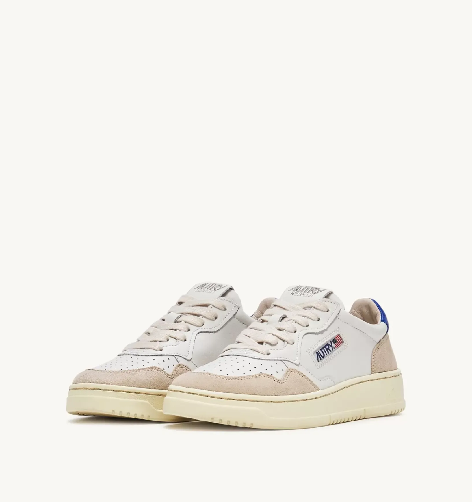 Sneakers Medalist Low In Suede E Pelle Bianca E Prince Blue