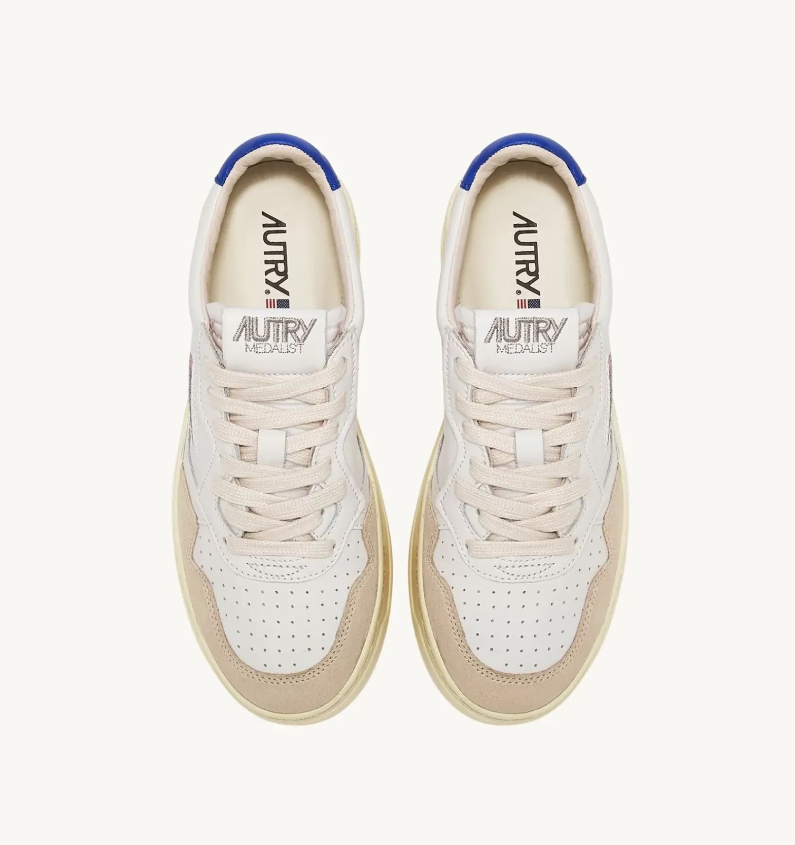 Sneakers Medalist Low In Suede E Pelle Bianca E Prince Blue