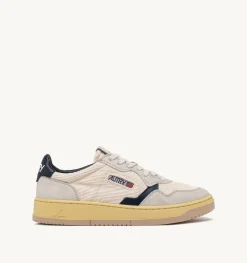 Sneakers Medalist Low In Velluto A Costine E Suede Bianco E Blu