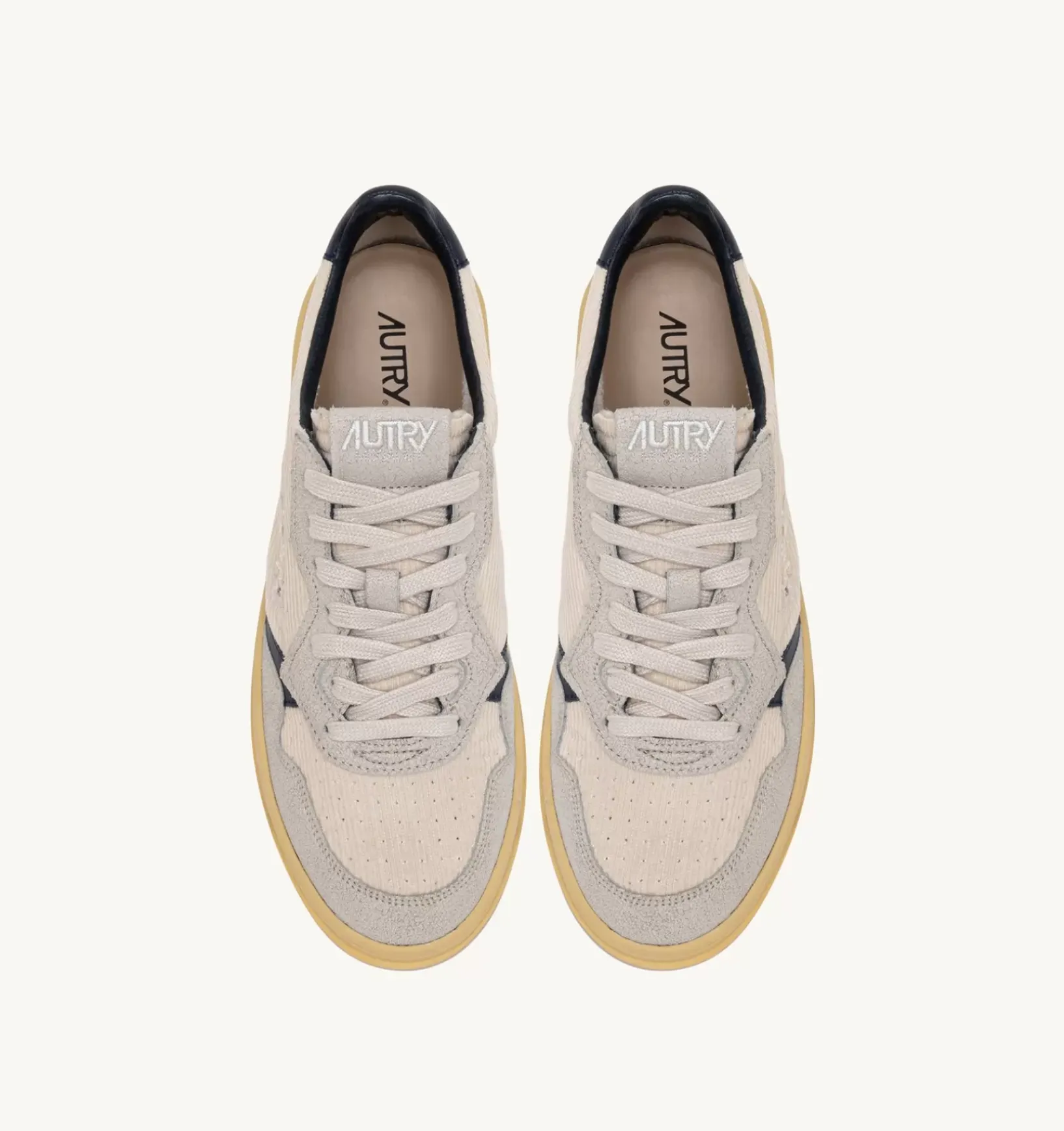 Sneakers Medalist Low In Velluto A Costine E Suede Bianco E Blu
