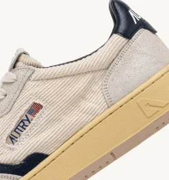 Sneakers Medalist Low In Velluto A Costine E Suede Bianco E Blu
