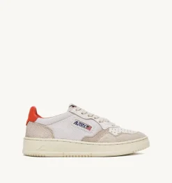 Sneakers Medalist Low Pelle Di Capra E Nabuk Bianco Arancione