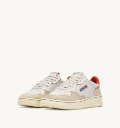 Sneakers Medalist Low Pelle Di Capra E Nabuk Bianco Arancione