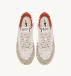 Sneakers Medalist Low Pelle Di Capra E Nabuk Bianco Arancione