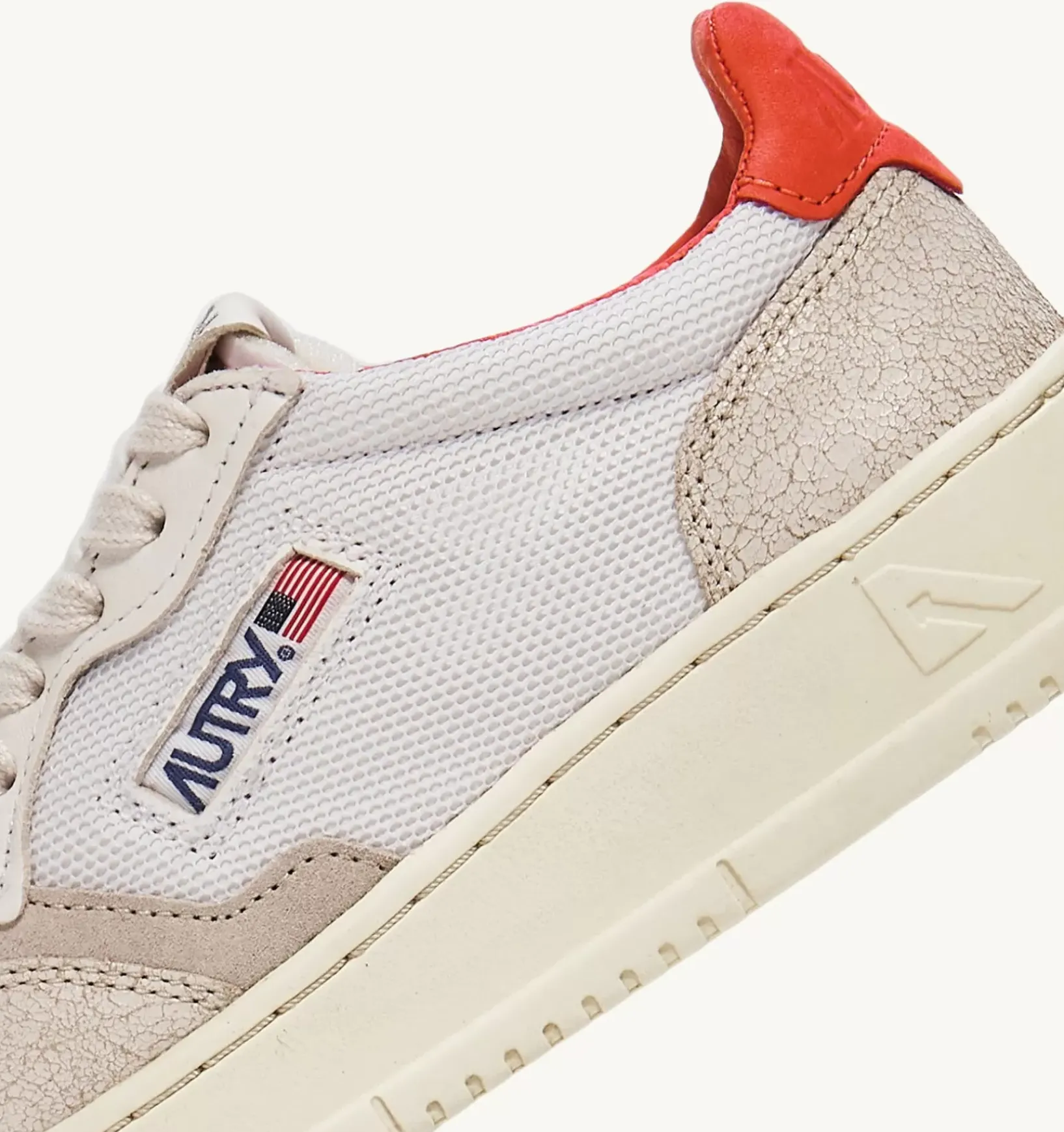 Sneakers Medalist Low Pelle Di Capra E Nabuk Bianco Arancione