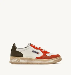 Sneakers Medalist Low Super Vintage In Pelle Bianco Arancione Militare