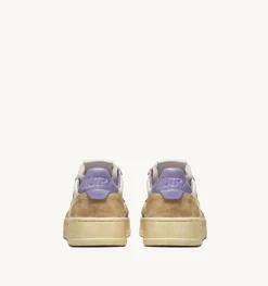 Sneakers Medalist Low Super Vintage In Pelle Yellowing Bianco Lavender