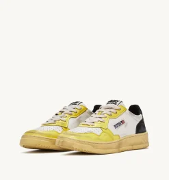 Sneakers Medalist Low Super Vintage In Pelle Bianco Nero Giallo