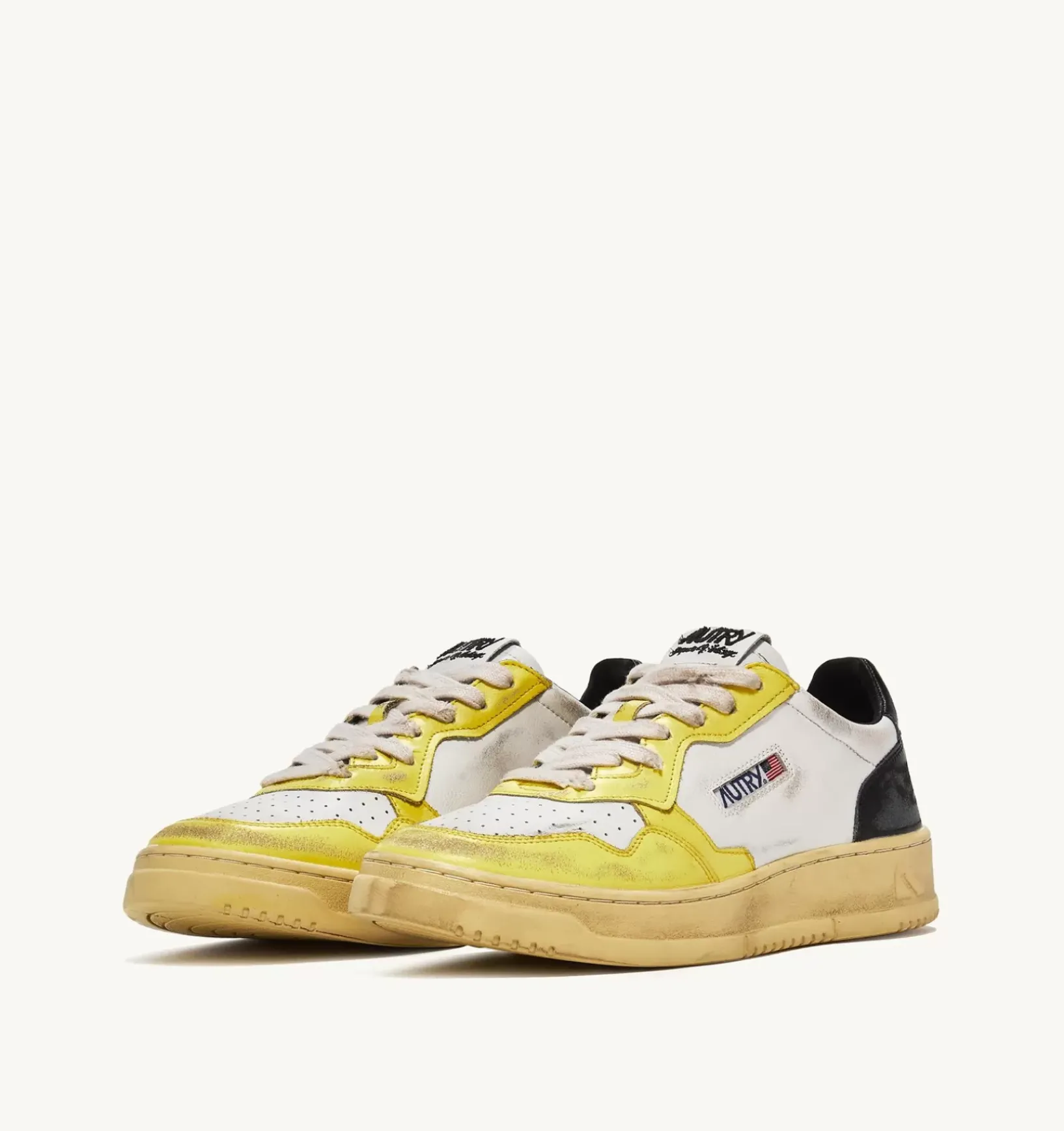 Sneakers Medalist Low Super Vintage In Pelle Bianco Nero Giallo