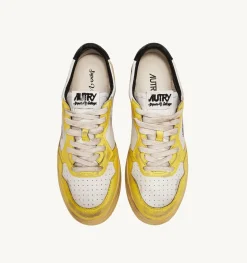 Sneakers Medalist Low Super Vintage In Pelle Bianco Nero Giallo