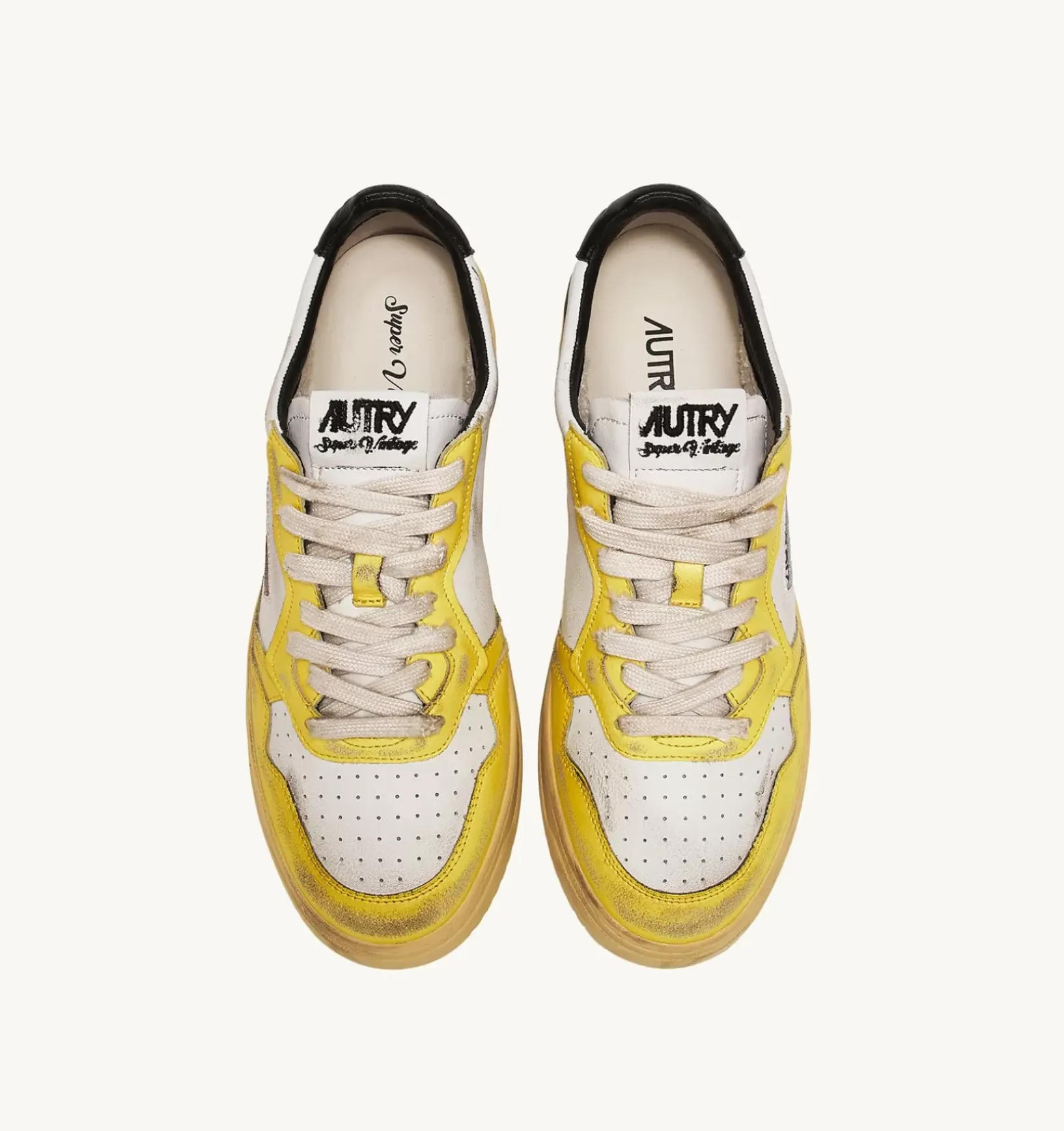 Sneakers Medalist Low Super Vintage In Pelle Bianco Nero Giallo