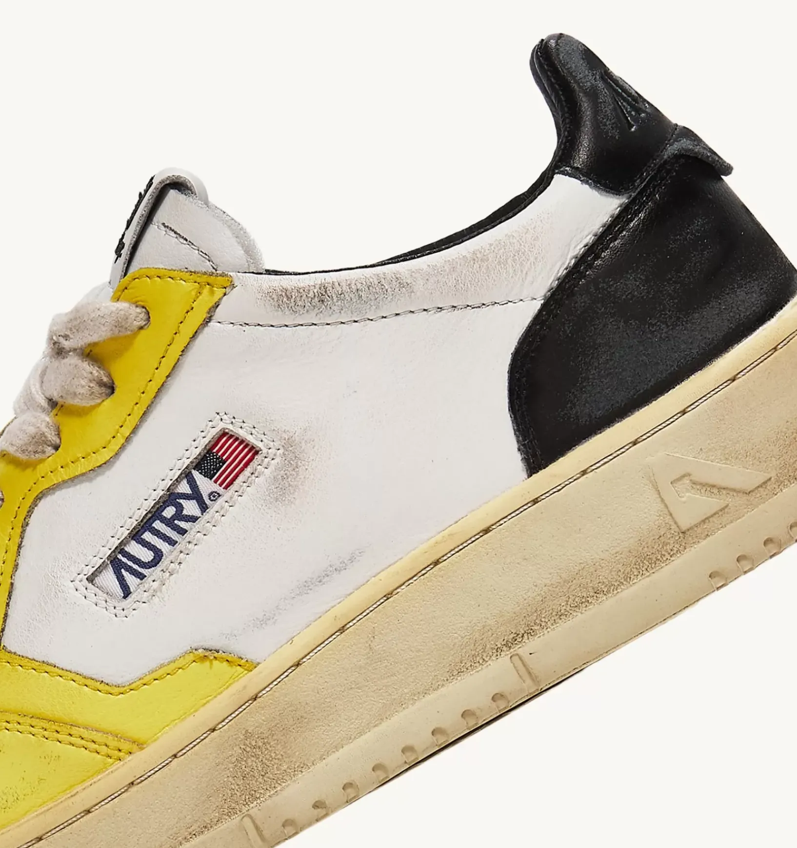Sneakers Medalist Low Super Vintage In Pelle Bianco Nero Giallo