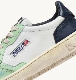 Sneakers Medalist Low Super Vintage In Pelle Bianco Nile Blu