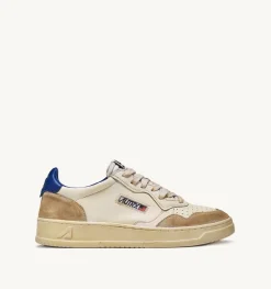 Sneakers Medalist Low Super Vintage In Pelle Effeto Yellowing Colore Bianco E Blu