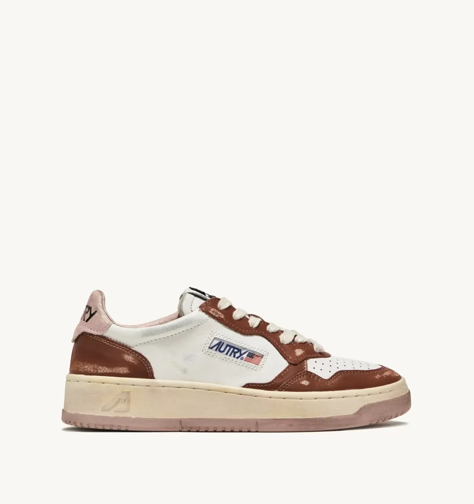 Sneakers Medalist Low Super Vintage In Pelle Bianco Marrone Rosa