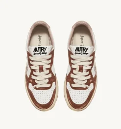 Sneakers Medalist Low Super Vintage In Pelle Bianco Marrone Rosa