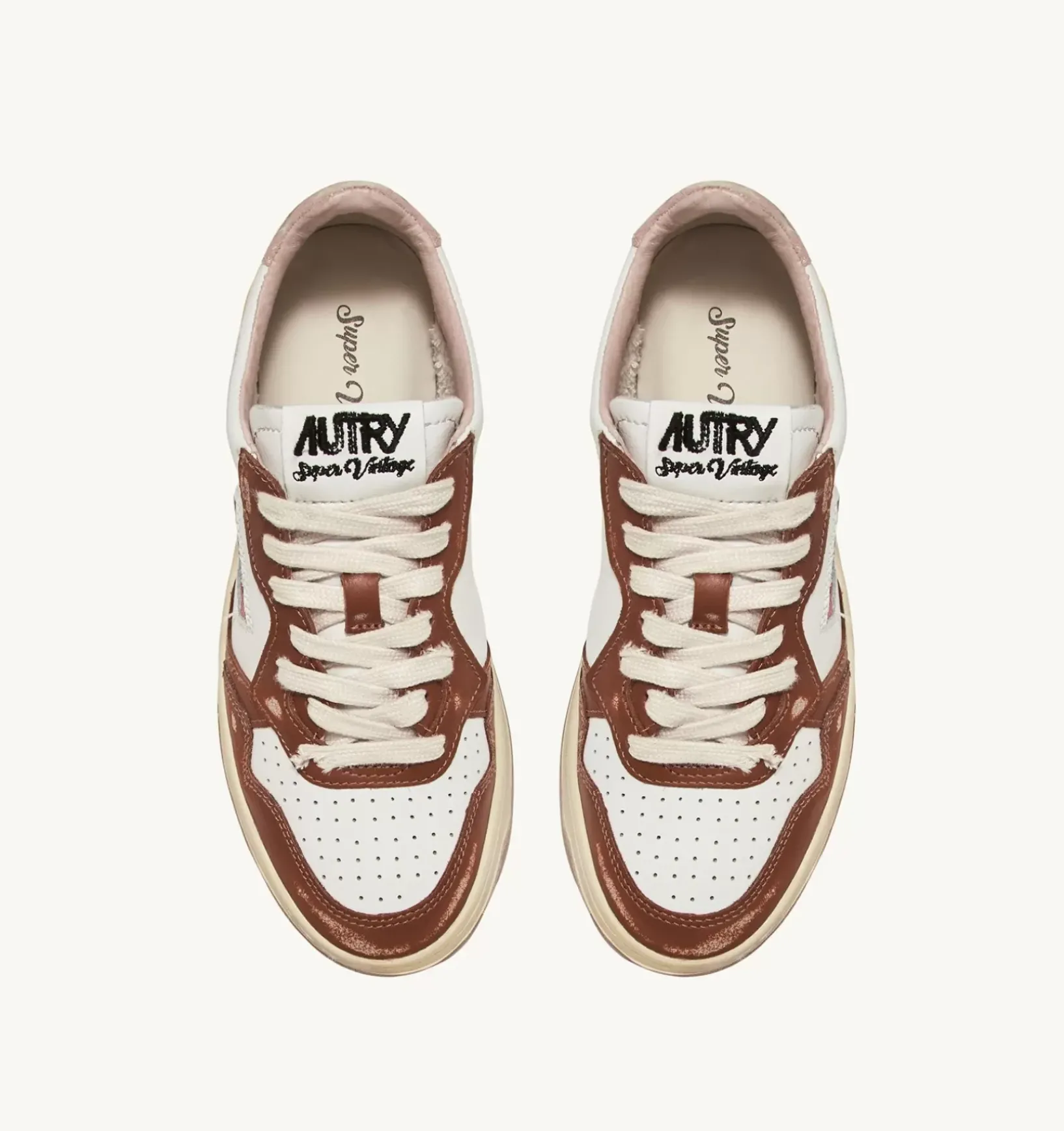 Sneakers Medalist Low Super Vintage In Pelle Bianco Marrone Rosa