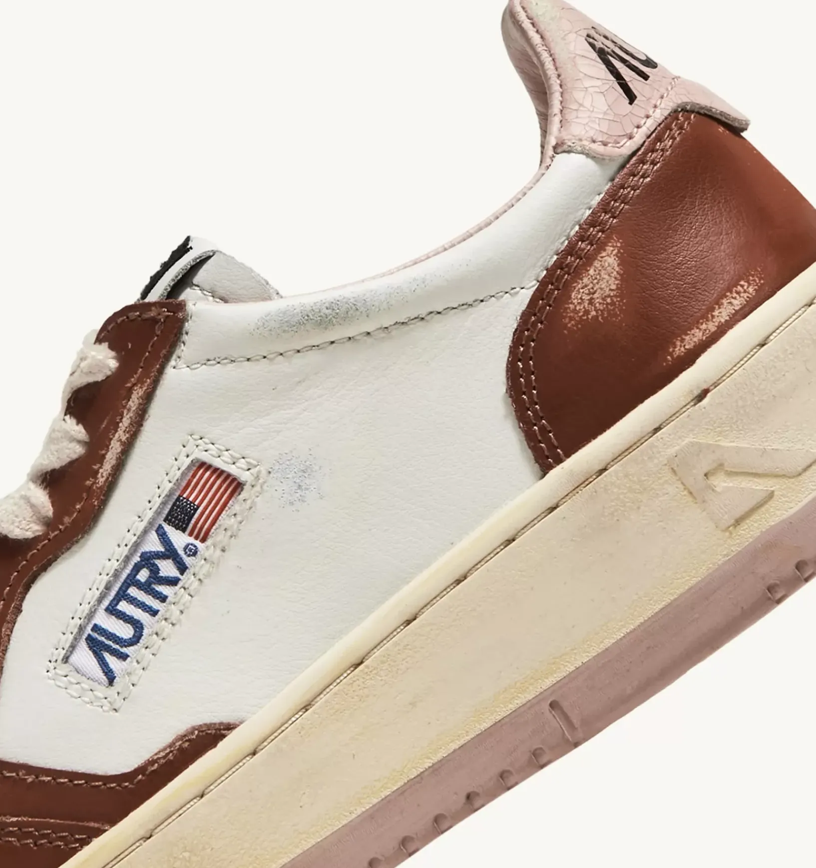 Sneakers Medalist Low Super Vintage In Pelle Bianco Marrone Rosa