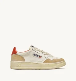 Sneakers Medalist Low Super Vintage In Pelle Yellowing Bianco Arancio