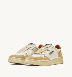Sneakers Medalist Low Super Vintage In Pelle Yellowing Bianco Arancio