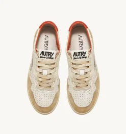 Sneakers Medalist Low Super Vintage In Pelle Yellowing Bianco Arancio