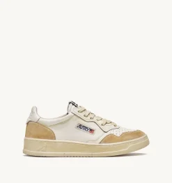 Sneakers Medalist Low Super Vintage In Pelle Yellowing Bianco