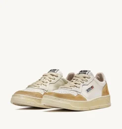 Sneakers Medalist Low Super Vintage In Pelle Yellowing Bianco