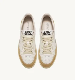 Sneakers Medalist Low Super Vintage In Pelle Yellowing Bianco
